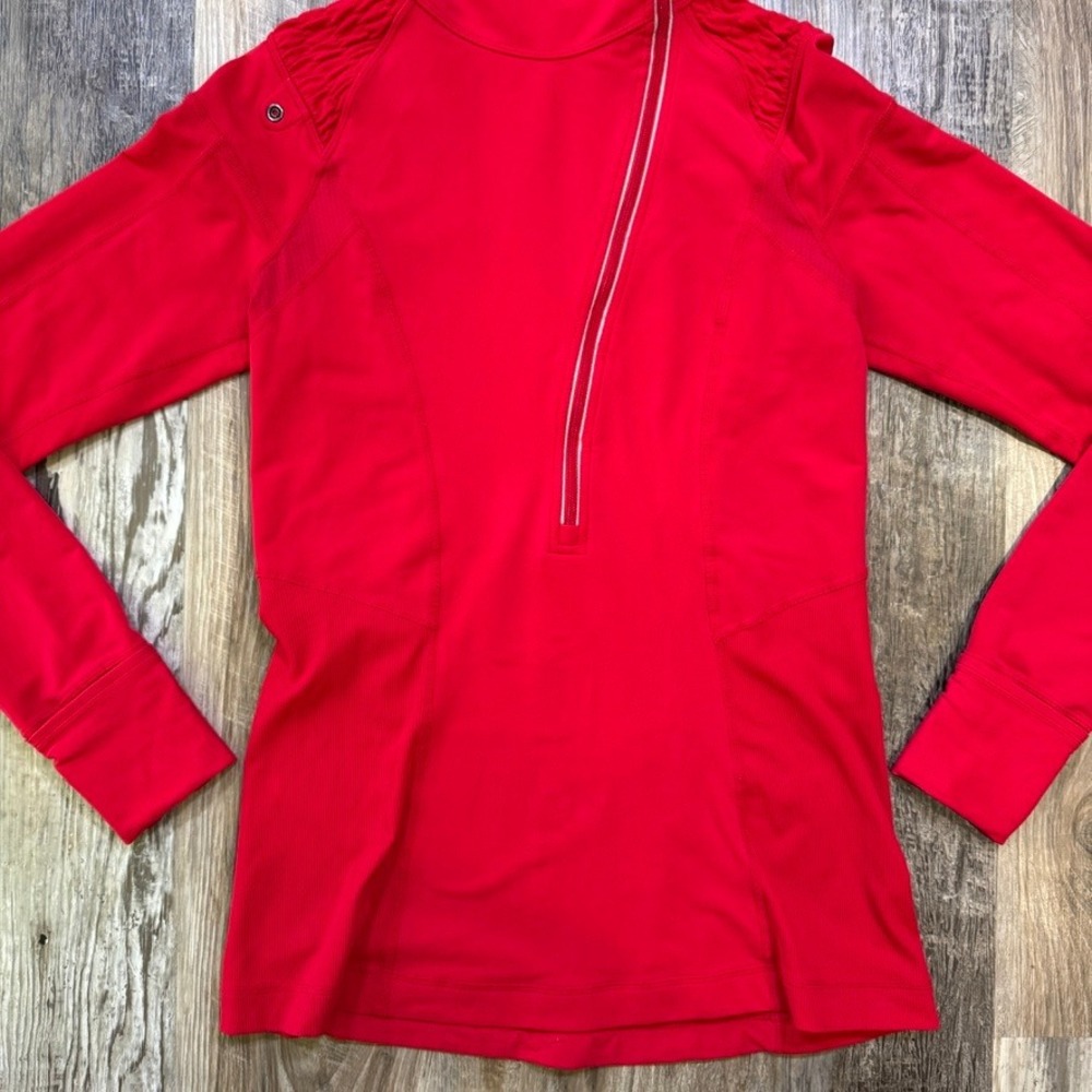 Lululemon Run For It Pullover Women 8 Currant Red Cross Train Pony Tail Hood - Picture 5 of 14